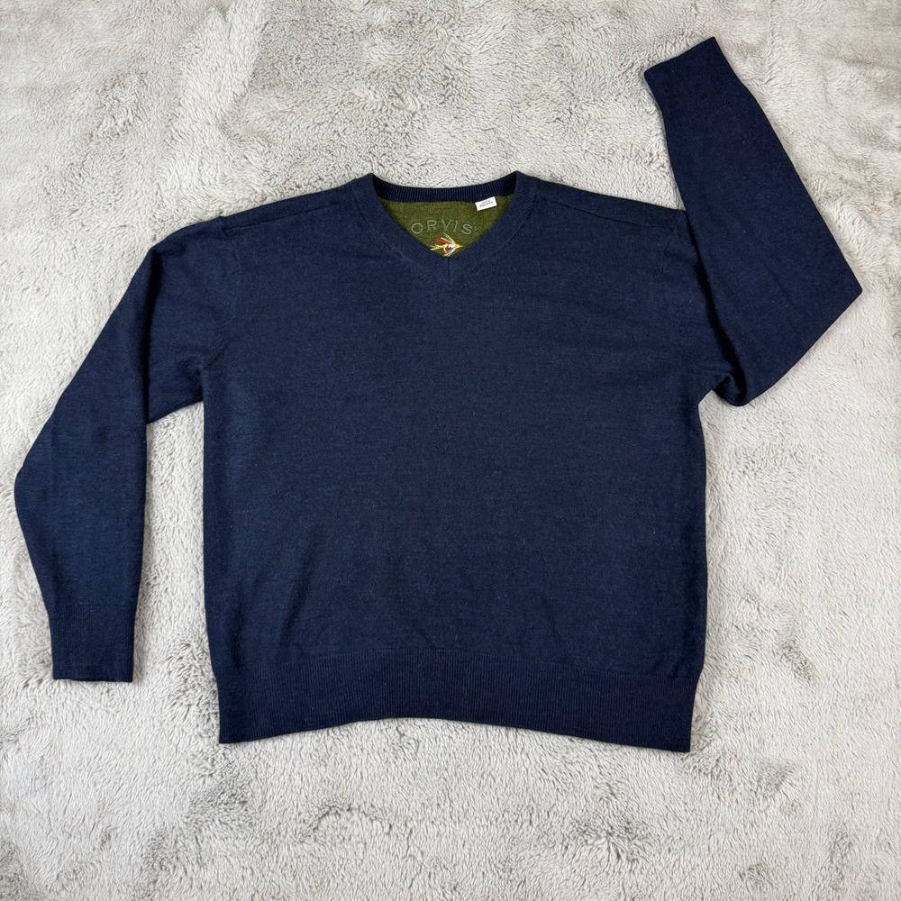 Orvis Merino Wool V-Neck Sweater Soft Warm Classic Fit‎ Mens Large